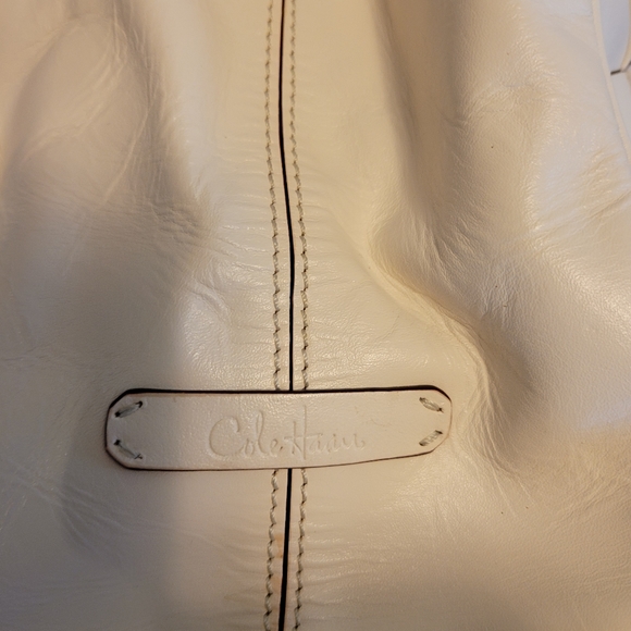 Cole Haan Cream Leather Woven Satchel - Picture 8 of 11
